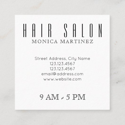 エレガントなミニマリズム スクエア名刺 (裏面)