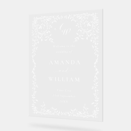 エレガントなミニマルなウェルカムウェディング アクリルサイン (傾斜)