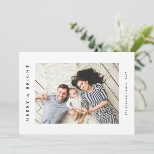 エレガントなミニマルなクリスマスグリーティングフォト シーズンカード (スタンド正面)