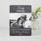 エレガントなミニマルなブラックボードのクリスマススクリプト写真 シーズンカード (スタンド正面)