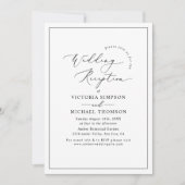 エレガントなミニマルなブラック＆ホワイトのウェディングレセプション 招待状 (正面)