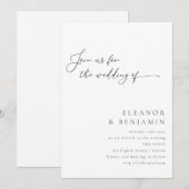 エレガントなミニマルなブラック&ホワイトのスクリプトウェディング 招待状 (正面/裏面)