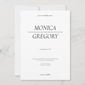 エレガントなミニマルなブラック＆ホワイトの写真ウェディング 招待状 (正面)