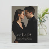 エレガントなミニマルな写真ウェディングアナウンスメント セーブザデート (スタンド正面)