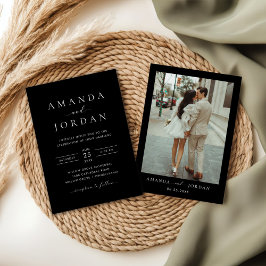 エレガントなミニマルウェディングフォト 招待状