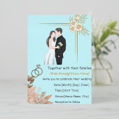 エレガントなミニマルウェディング招待状テンプレート 箔招待状 (立ち正面)