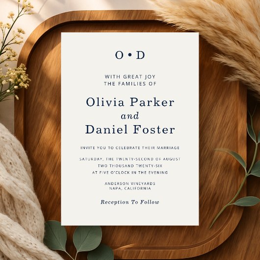 エレガントなミニマルウェディング 招待状