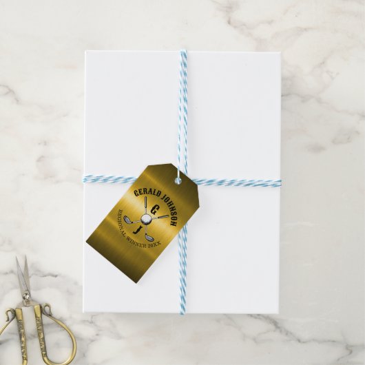 エレガントなミニマルゴルフモノグラムデザイン ギフトタグ (より糸付き)