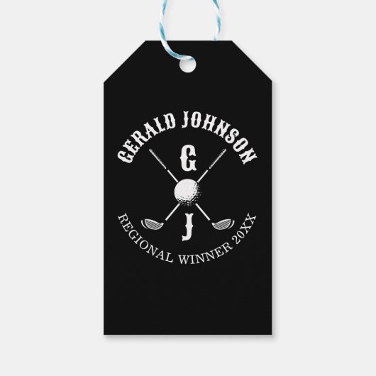 エレガントなミニマルゴルフモノグラムデザイン ギフトタグ (裏面)