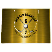 エレガントなミニマルゴルフモノグラムデザイン ラージペーパーバッグ (正面)