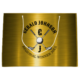 エレガントなミニマルゴルフモノグラムデザイン ラージペーパーバッグ