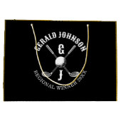 エレガントなミニマルゴルフモノグラムデザイン ラージペーパーバッグ (裏面)