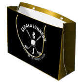 エレガントなミニマルゴルフモノグラムデザイン ラージペーパーバッグ (裏面アングル)