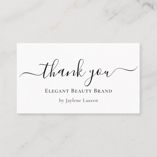 エレガントなミニマルスクリプトのサンキューデザイン 名刺 (正面)