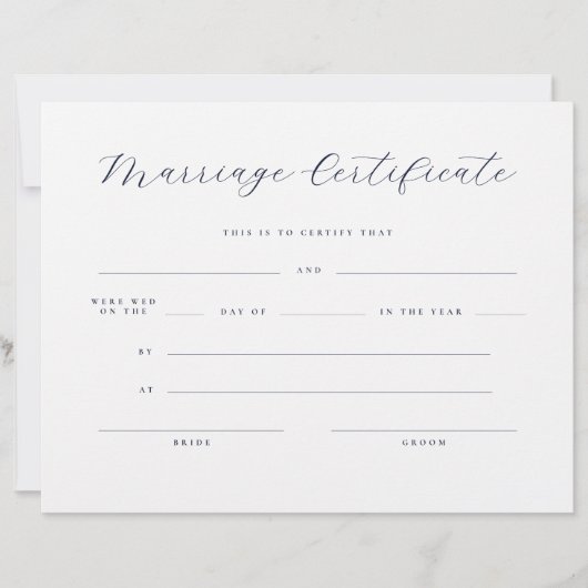 エレガントなミニマルスクリプト婚姻証明書 (正面)