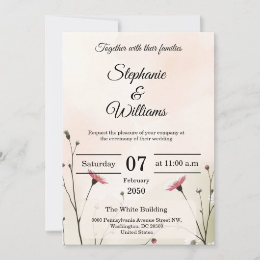 エレガントなミニマルタイポグラフィーの結婚式招待状 招待状 (正面)