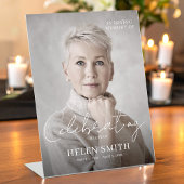 エレガントなミニマルデザインのカスタム写真追悼記念品 台座サイン