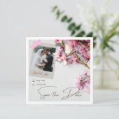 エレガントなミニマルデザインの桜ピンク セーブザデート (スタンド正面)