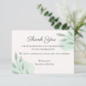 エレガントなミニマルフラワーの結婚式お礼カード サンキューカード (スタンド正面)