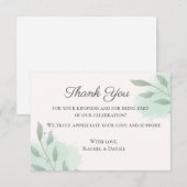 エレガントなミニマルフラワーの結婚式お礼カード サンキューカード (正面/裏面)