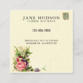 エレガントなミニマルフラワービジネスカードデザイン スクエア名刺 (裏面)