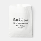 エレガントなミニマルブラック＆ホワイトの感謝のハート フェイバーバッグ (正面)