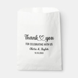 エレガントなミニマルブラック＆ホワイトの感謝のハート フェイバーバッグ