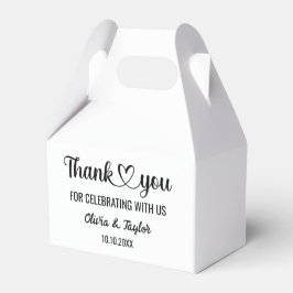 エレガントなミニマルブラック＆ホワイトの感謝のハート フェイバーボックス