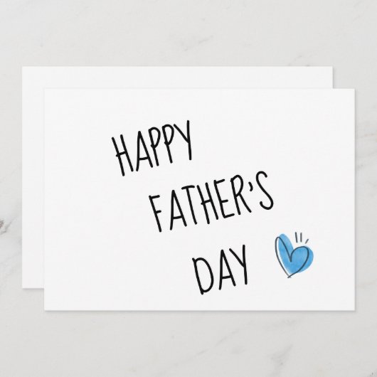 エレガントなミニマルブルーハートお父さんの日おめでとうございます シーズンカード (正面/裏面)