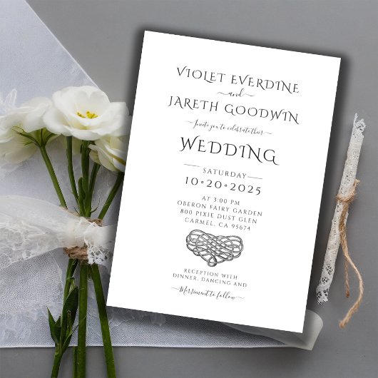 エレガントなミニマルホワイトウェディング招待状 招待状