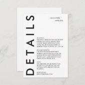 エレガントなミニマルホワイトモダンウェディングエンクロージャーカード エンクロージャーカード (正面/裏面)