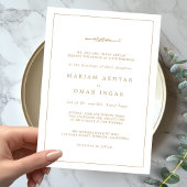 エレガントなミニマルボーダーゴールドイスラム教ウェディング 招待状