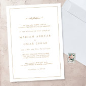 エレガントなミニマルボーダーゴールドイスラム教ウェディング 招待状