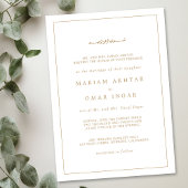 エレガントなミニマルボーダーゴールドイスラム教ウェディング 招待状