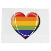 エレガントなミニマルレインボーハートデザイン ラージペーパーバッグ (裏面)