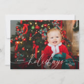 エレガントなミニマルレッドスクリプトフォト シーズンカード (正面)