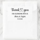 エレガントなミニマル ブラック＆ホワイト ありがとう ハート 長方形シール (バッグ)