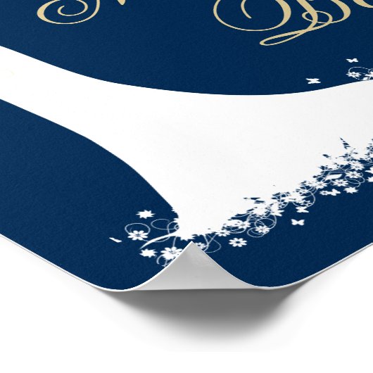 エレガントなミモザバーのウェディングドレス ブライダルシャワー ポスター (角)