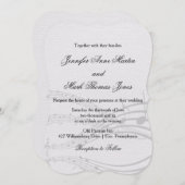 エレガントなミュージックノートとオフホワイトの結婚式 招待状 (正面/裏面)