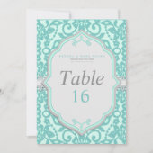 エレガントなミントとグレーのテーブルナンバーカード 招待状 (正面)