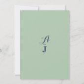 エレガントなミントグリーンとピンクの水彩花のウェディング 招待状 (裏面)