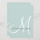 エレガントなミントグリーンの結婚式招待状のイニシャル 招待状 (正面/裏面)