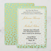 エレガントなミントゴールドドットのウェディング 招待状 (正面/裏面)