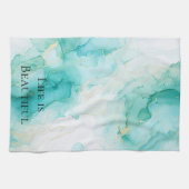 エレガントなミントホワイトゴールドのブライズシャワー キッチンタオル (横)