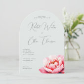 エレガントなミント色の芍薬の結婚式招待状 招待状 (スタンド正面)