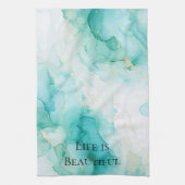 エレガントなミント ホワイト ゴールドのブライズシャワー キッチンタオル (縦)