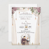 エレガントなムスリム・ニカーフォーマル招待状 | 招待状 (正面/裏面)