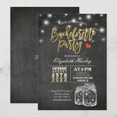 エレガントなメイソンジャー ストリング ライト バチェロレッテ パーティー 招待状 (正面/裏面)