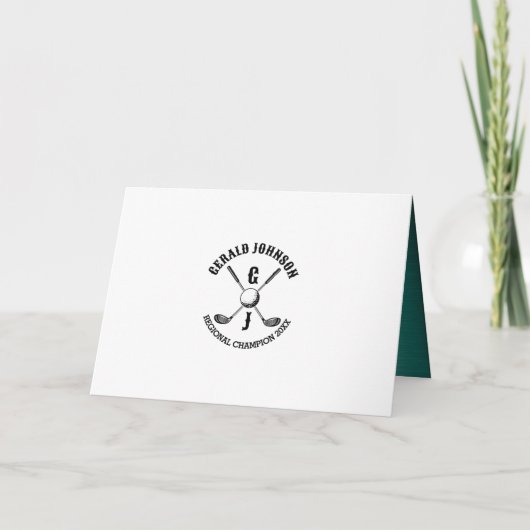 エレガントなメタリックゴルフモノグラムデザイン 招待状 (裏面)