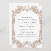 エレガントなメヘンディの結婚式のエンゲージメントパーティー 招待状 (正面/裏面)